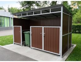 Контейнерная площадка из профлиста с низкими воротами для сбора ТБО